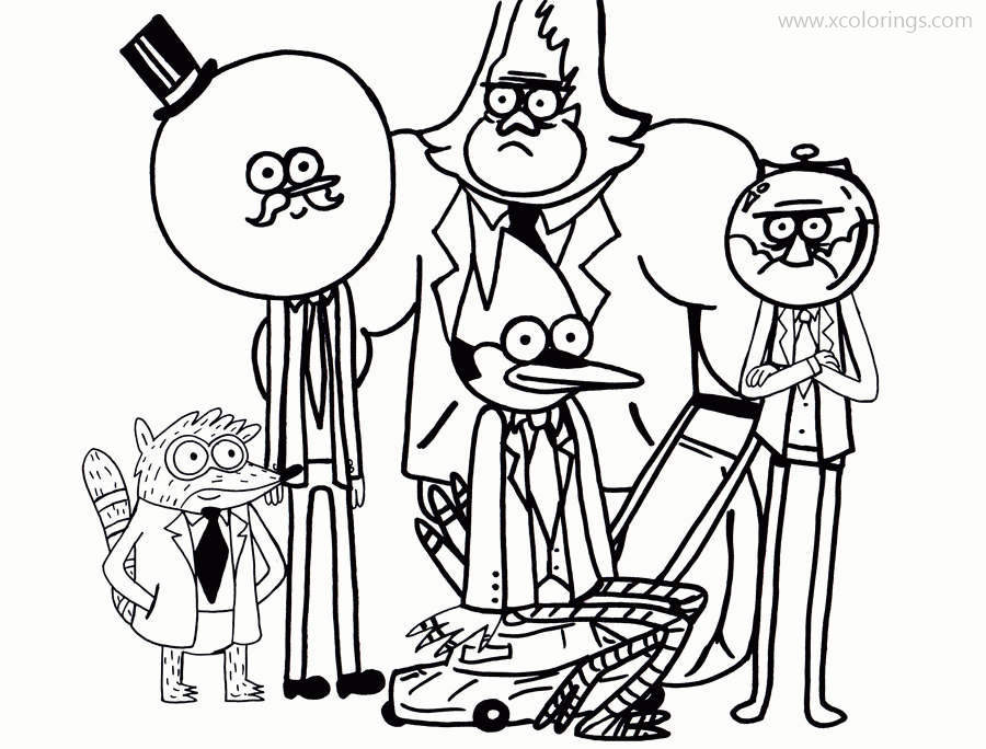 Free Regular Show Coloring Pages Mordecai and Other Characters printable