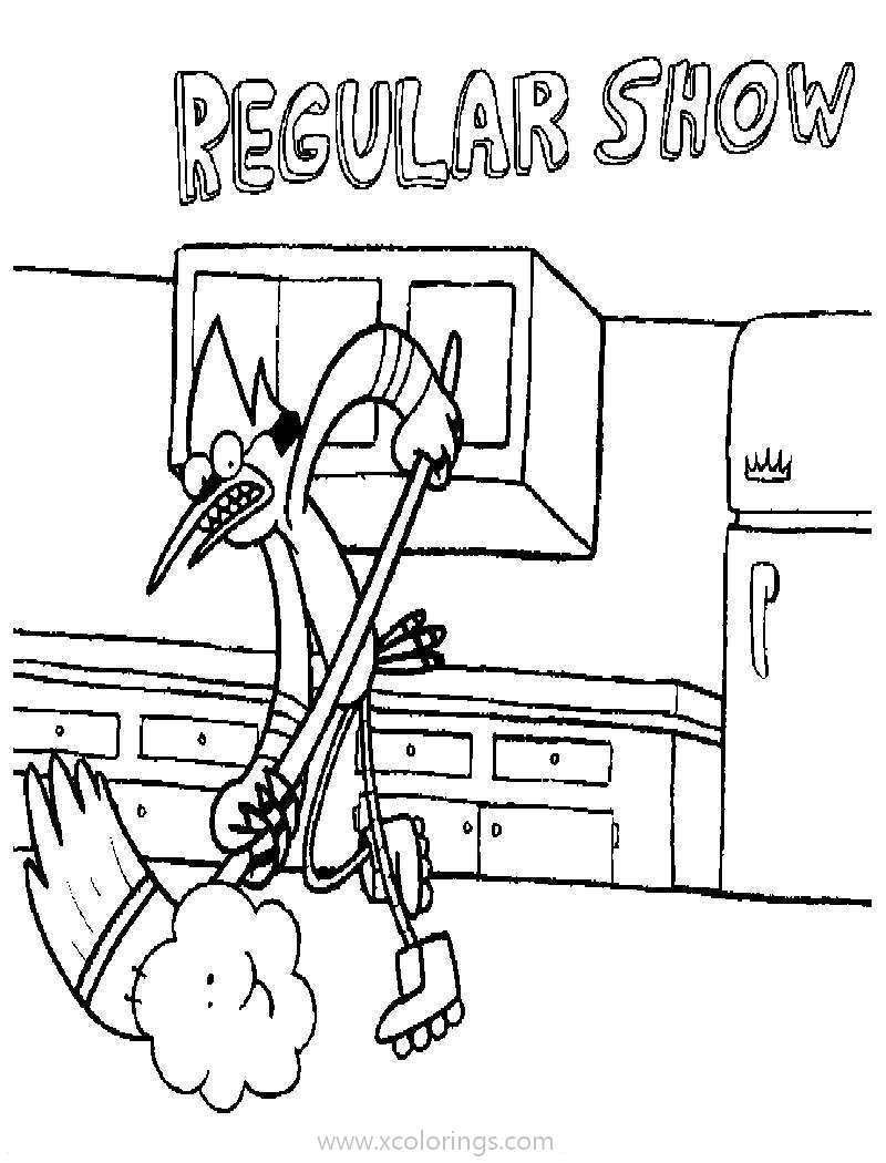 Free Regular Show Coloring Pages Mordecai is Cleaning the Kitchen printable