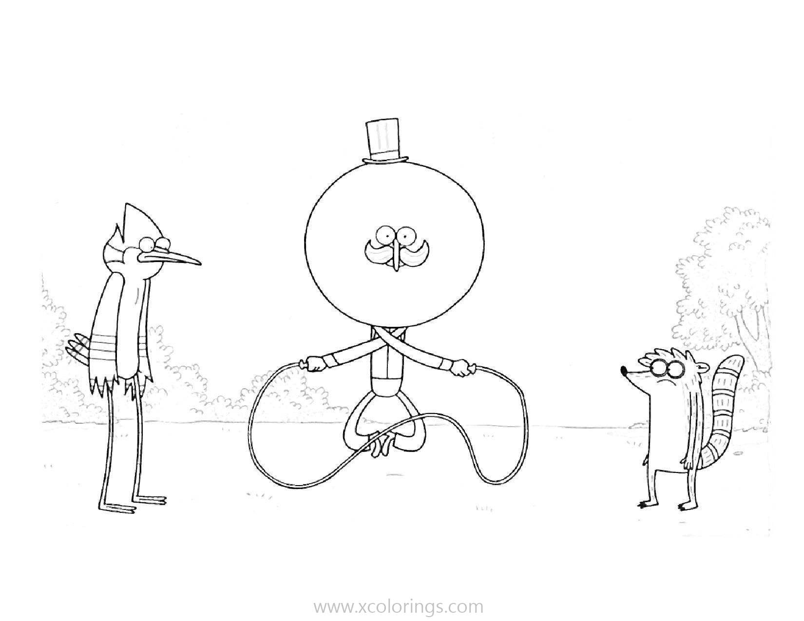 Free Regular Show Coloring Pages Pops Maellard with Rigby and Mordecai printable