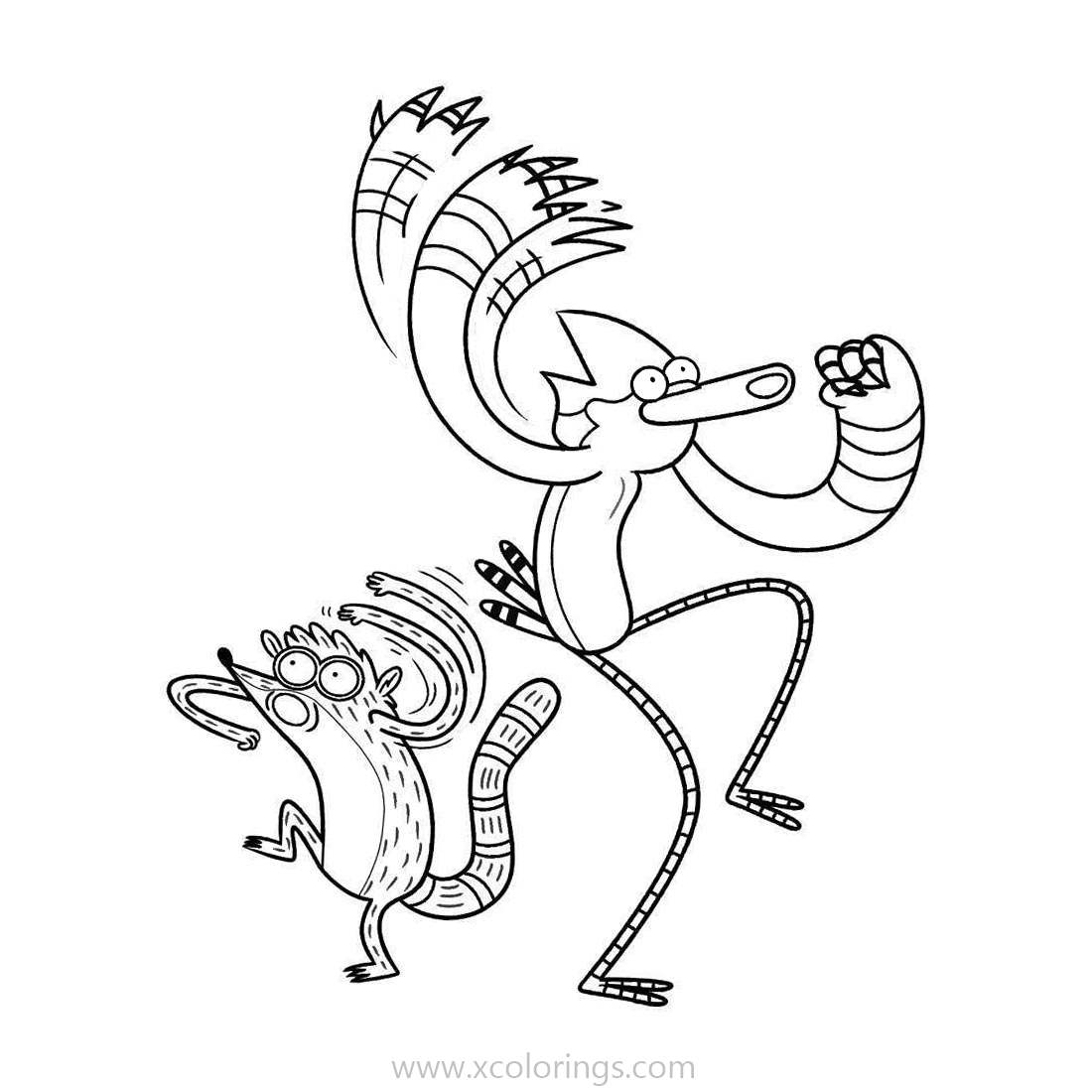 Free Regular Show Coloring Pages Racoon and Blue Jay printable