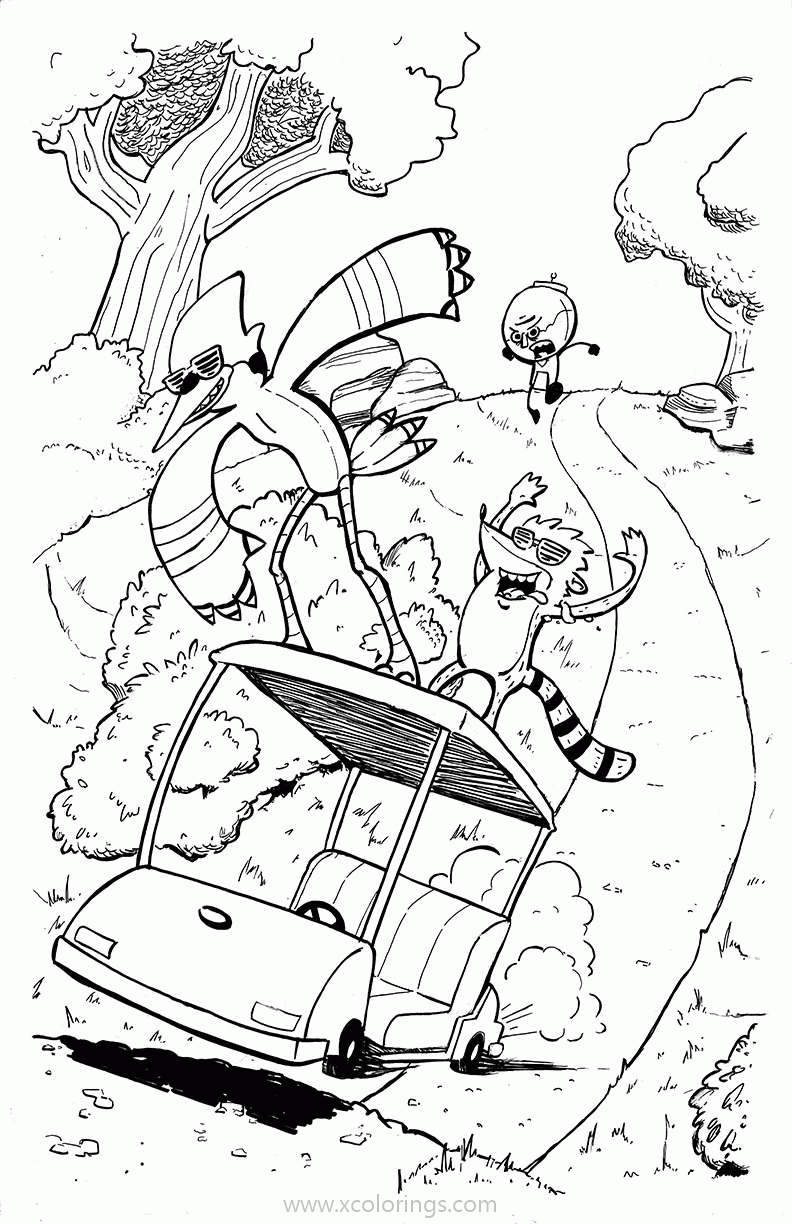 Free Regular Show Coloring Pages Ribgy and Mordecai Are Brave printable