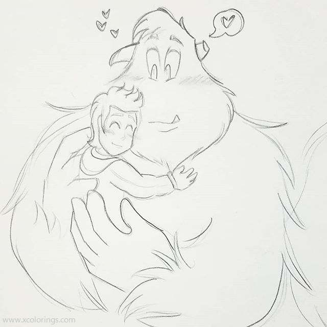 Free Smallfoot Coloring Pages Pencil Hand Drawing printable