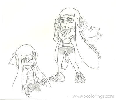 Free Splatoon 2 Coloring Pages Inkling Girl Fan Art Lineart printable