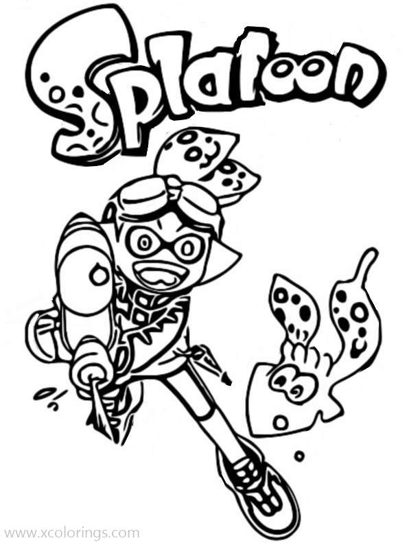 Free Splatoon Coloring Pages Inkling Boy and Squid printable