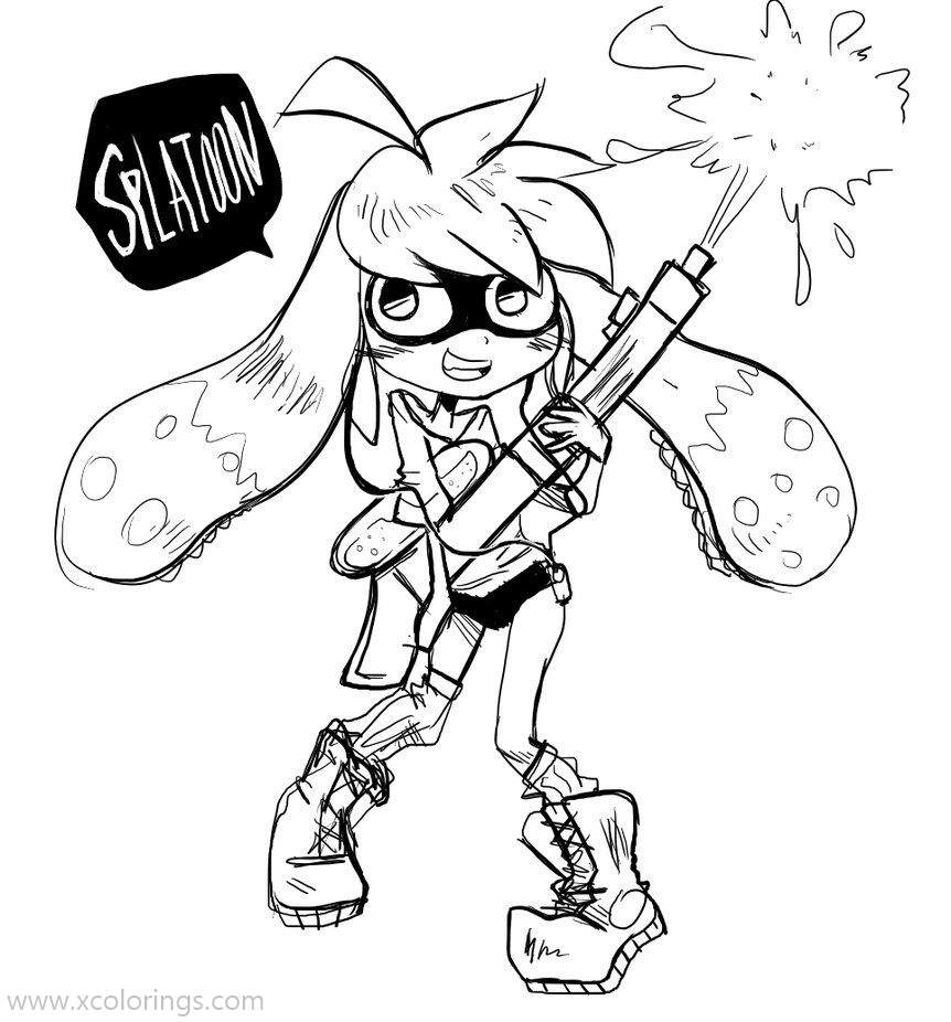 Free Splatoon Coloring Pages Inkling Hand Drawing printable