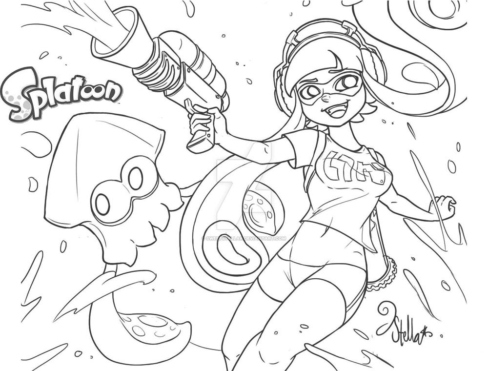 Free Splatoon Fanart Coloring Pages Inkling printable