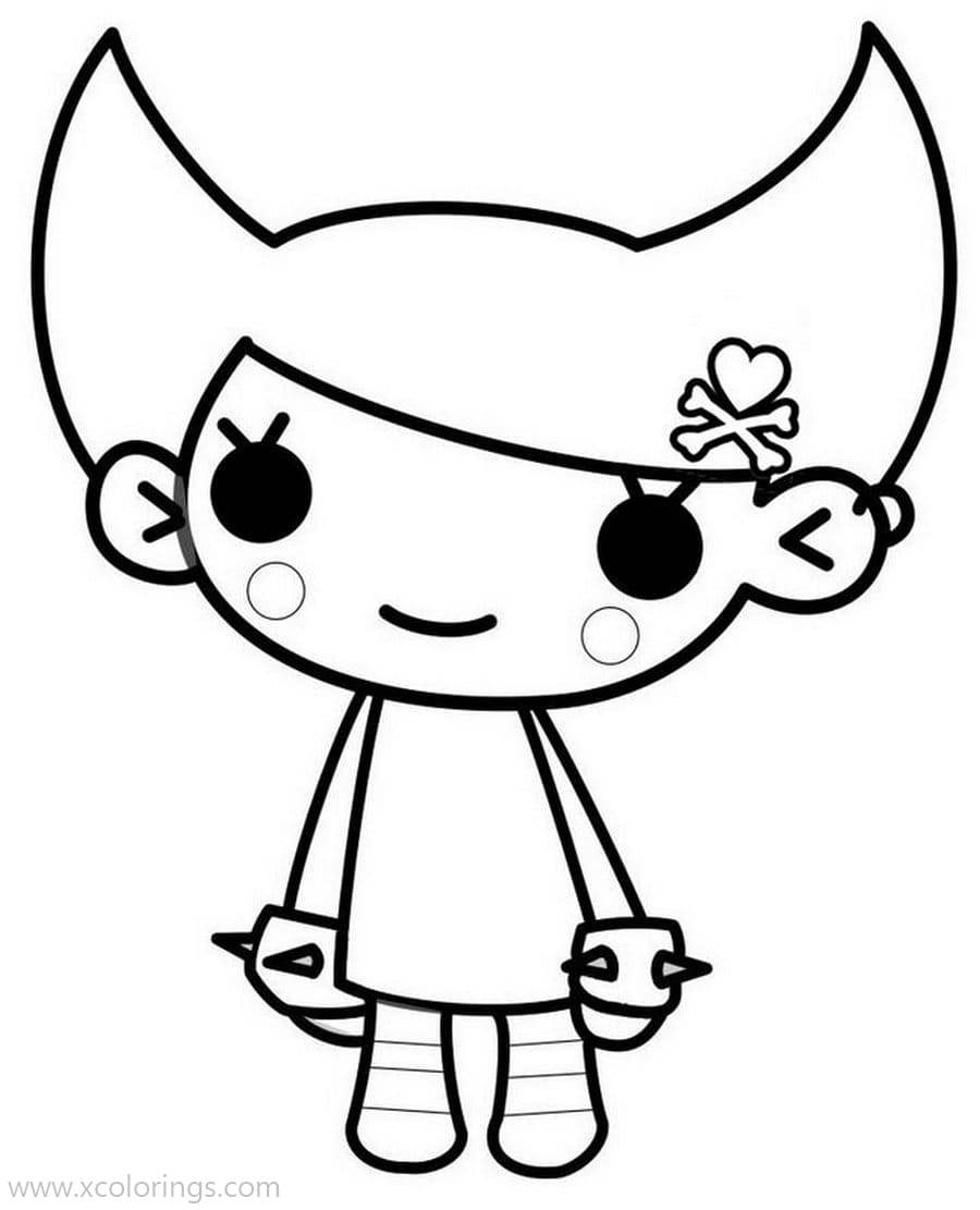 Free Tokidoki Coloring Pages Girl with Hairpin printable