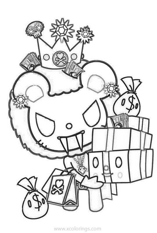 Free Tokidoki Coloring Pages Lion with Presents printable