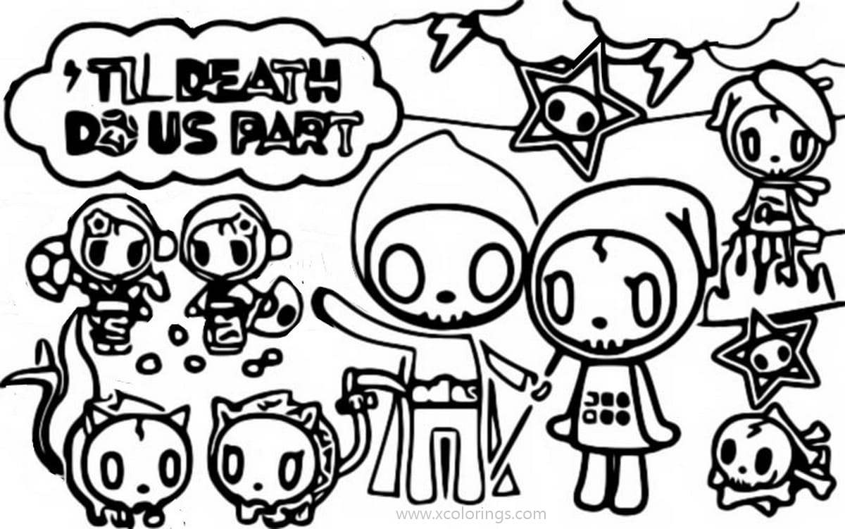 Free Tokidoki Coloring Pages Skeletons Adios and Ciao Ciao printable