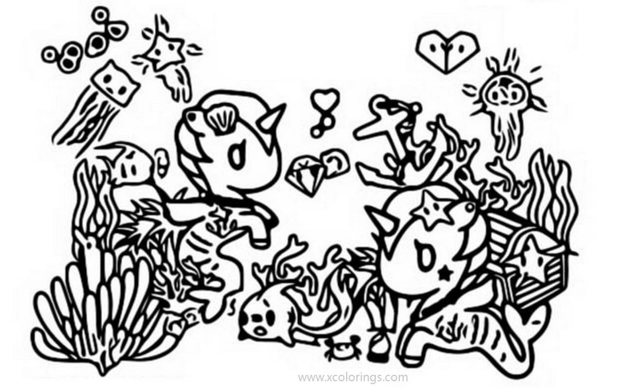 Free Tokidoki Coloring Pages Unicorns Under the Water printable