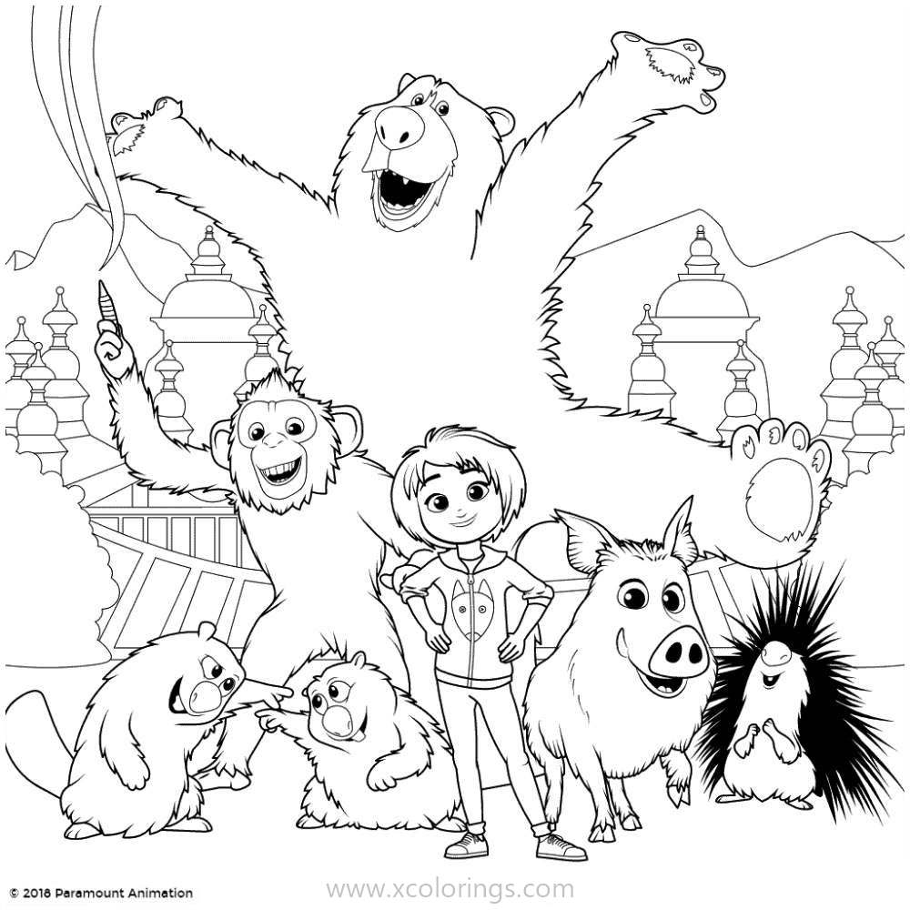 Free Wonder Park Coloring Pages Happy Animals and June printable