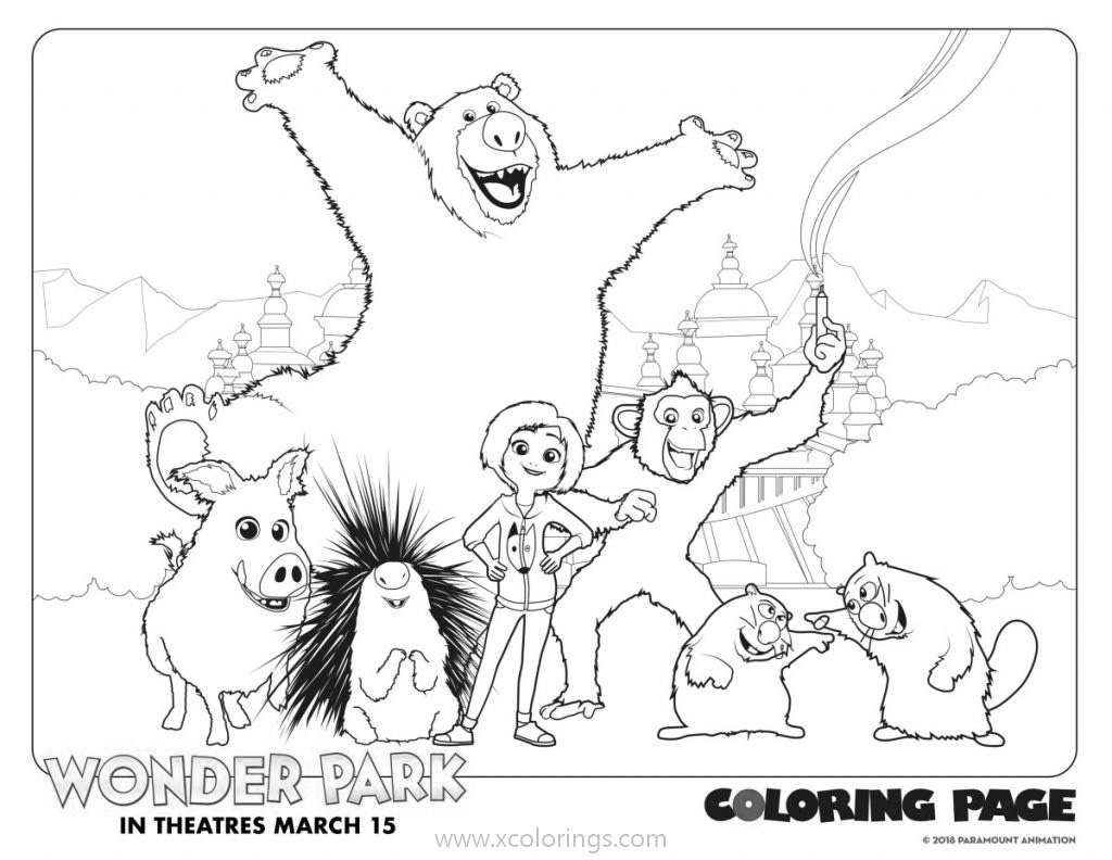 Free Wonder Park Coloring Pages June and Animals printable