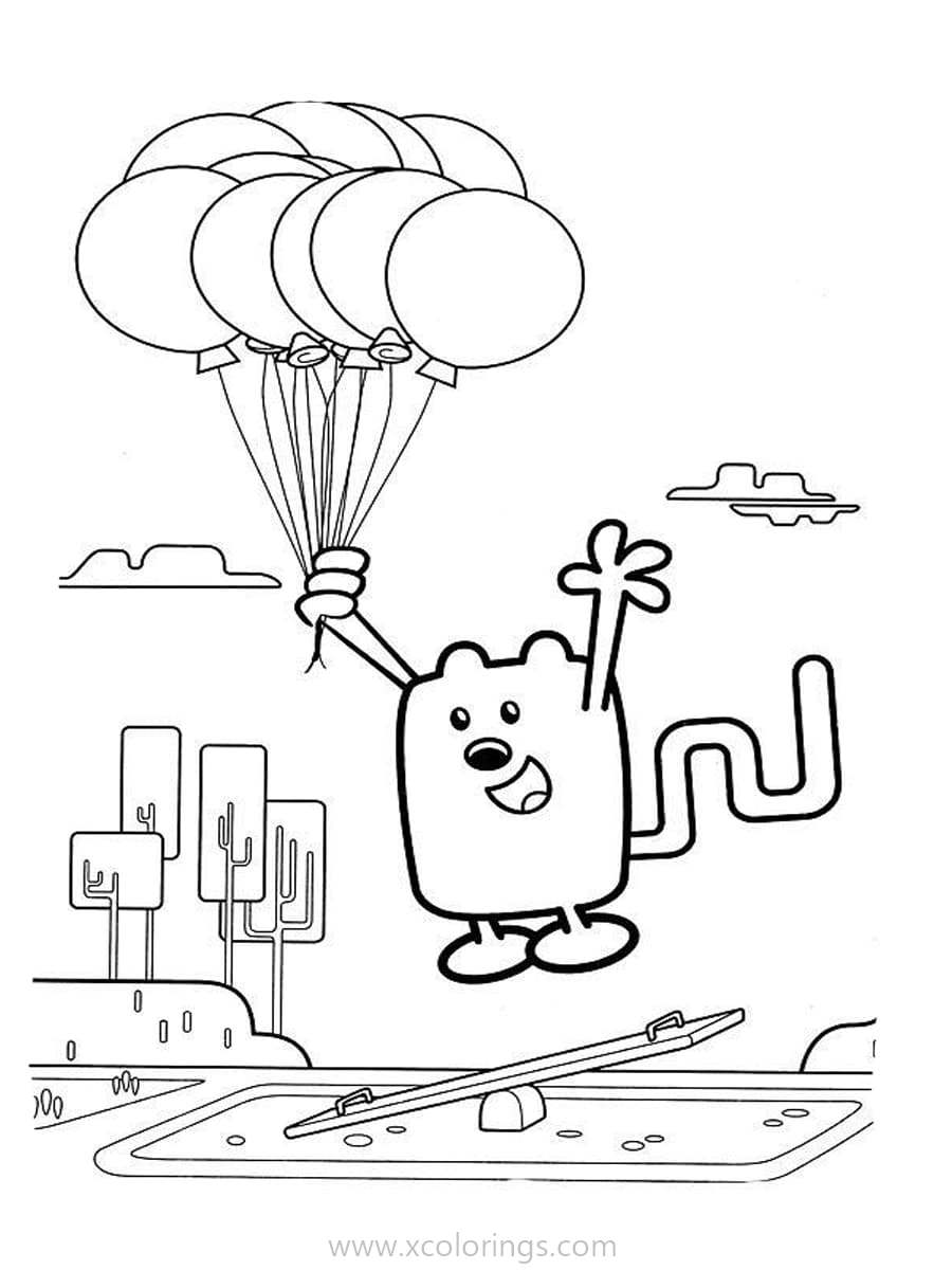 Free Wow Wow Wubbzy Coloring Pages Flying with Balloons printable