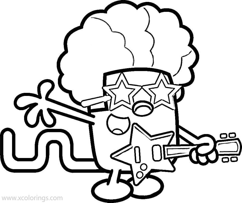 Free Wow Wow Wubbzy Coloring Pages Playing Guitar printable