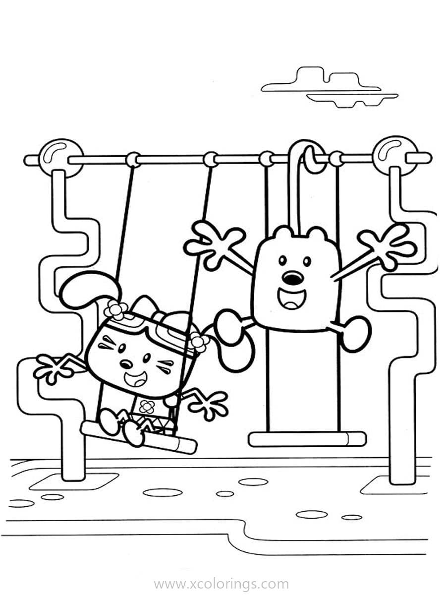Free Wow Wow Wubbzy Coloring Pages Wubbzy and Daizy Are Playing Swing printable