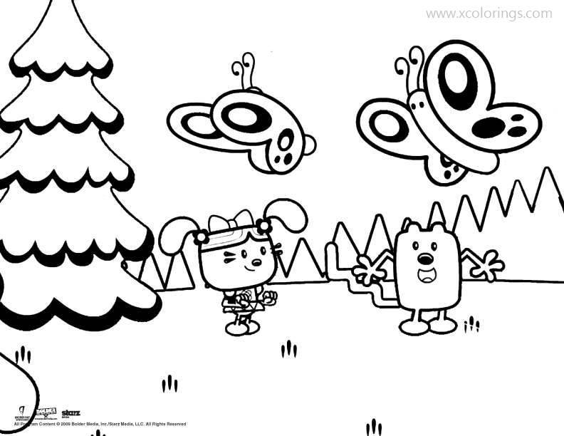 Free Wow Wow Wubbzy Coloring Pages with Daizy and Butterflies printable