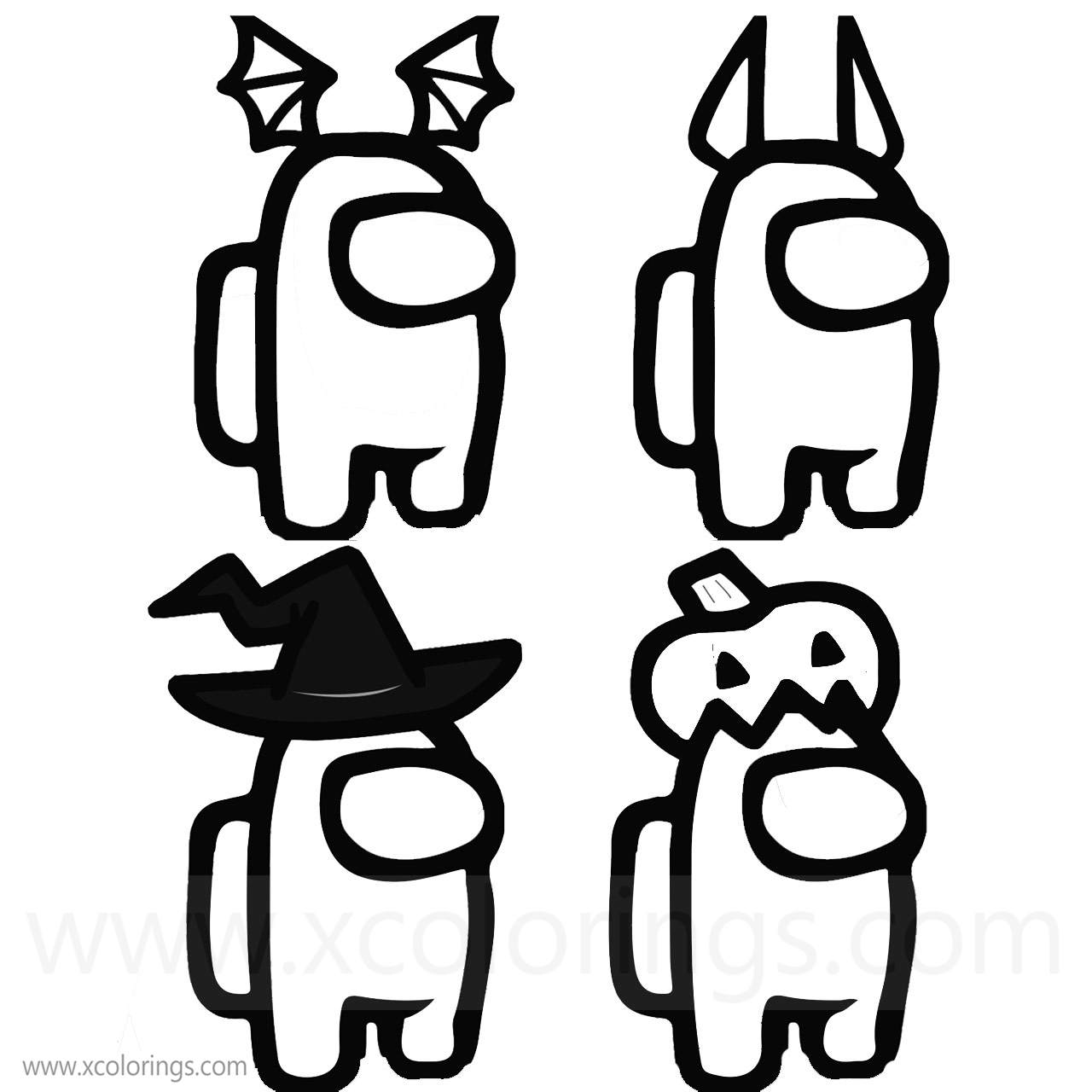 Free Among Us Coloring Pages Halloween Costumes SKins Hats printable