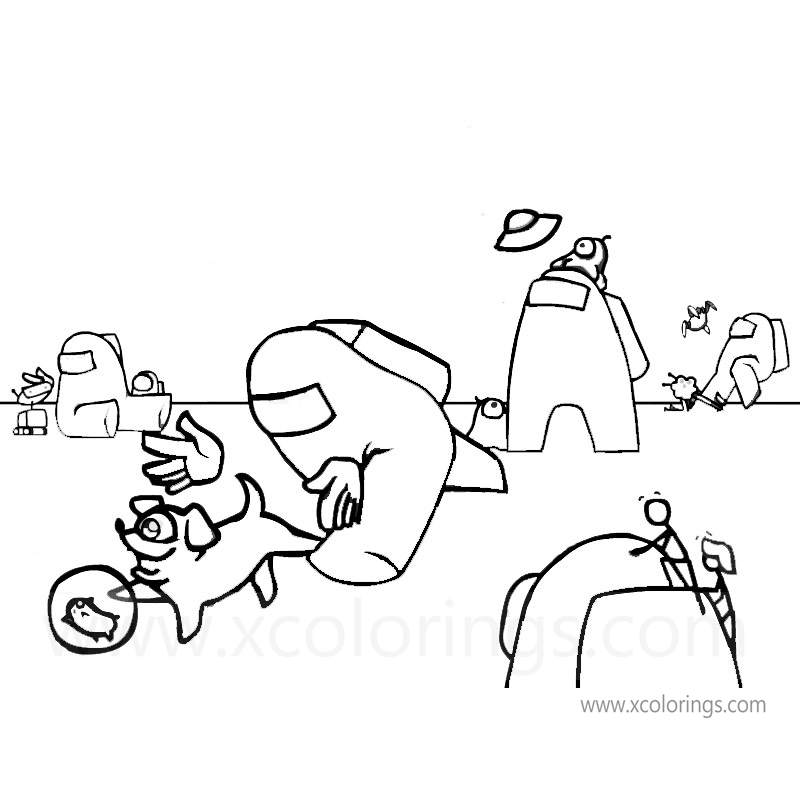 Among Us Coloring Pages Dum Character - XColorings.com