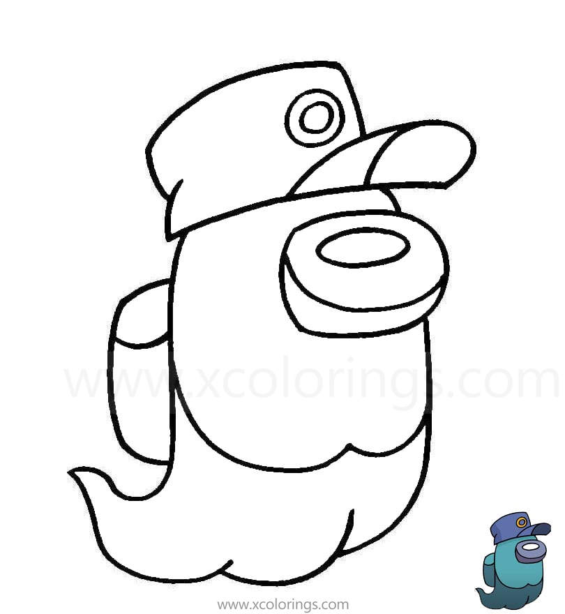 Free Among Us Coloring Pages Ghost with Hat printable