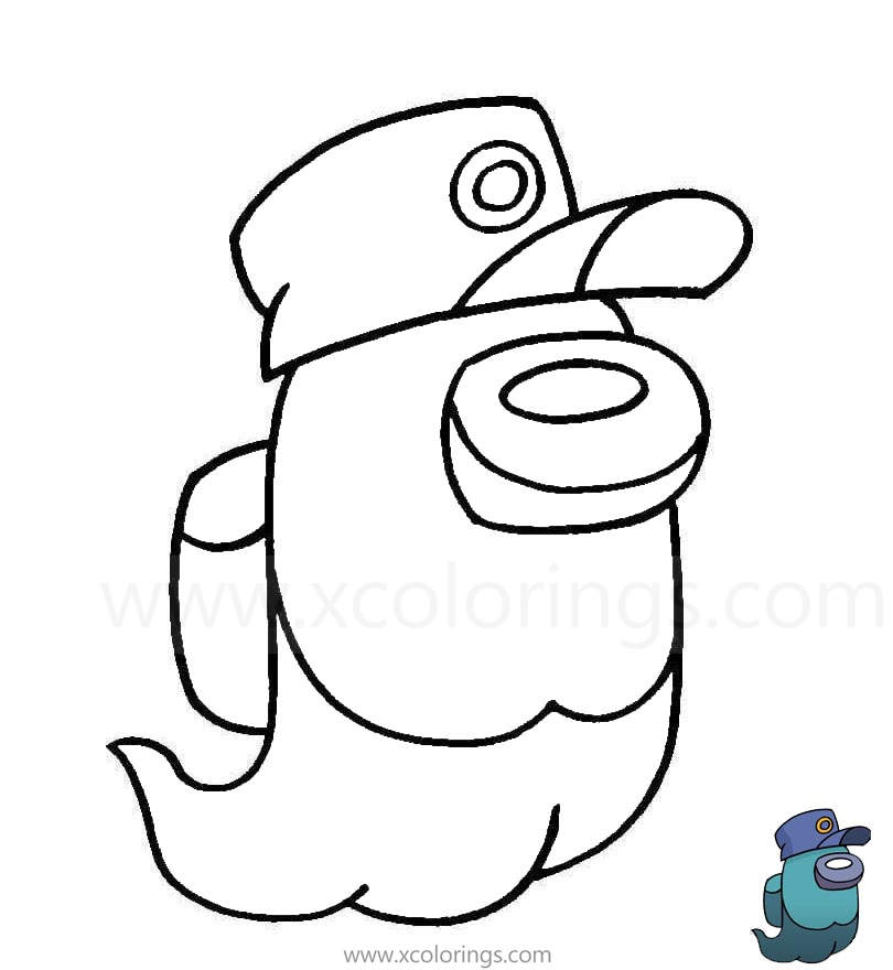 Among Us Coloring Pages Ghost with Hat - XColorings.com