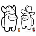 Among Us Coloring Pages Viking and Cowboy