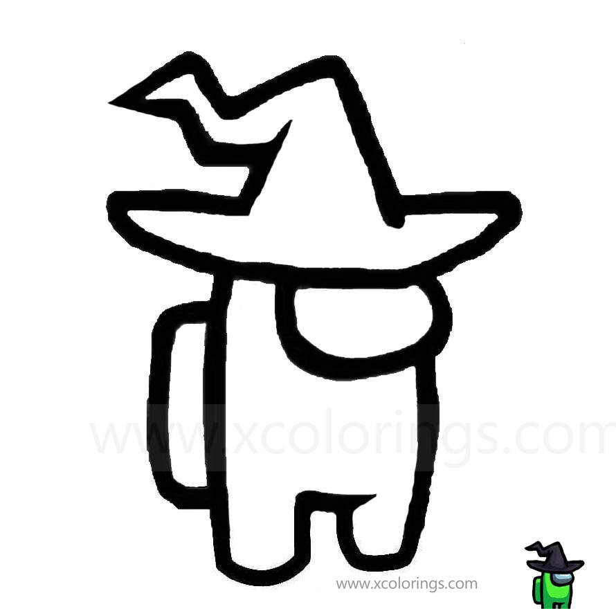 Among Us Coloring Pages Wizard Hat Xcolorings Com