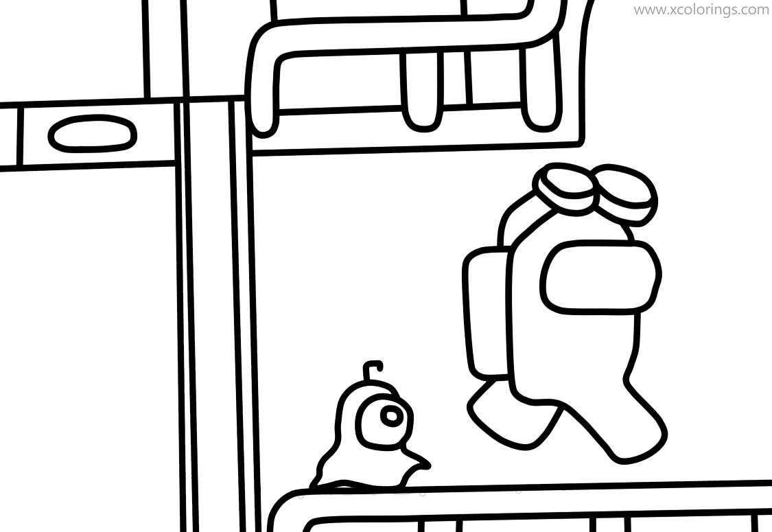 Among Us Coloring Pages Worker with Pet - XColorings.com