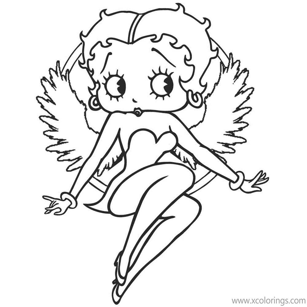 Free Angel Betty Boop with Wings Coloring Pages printable