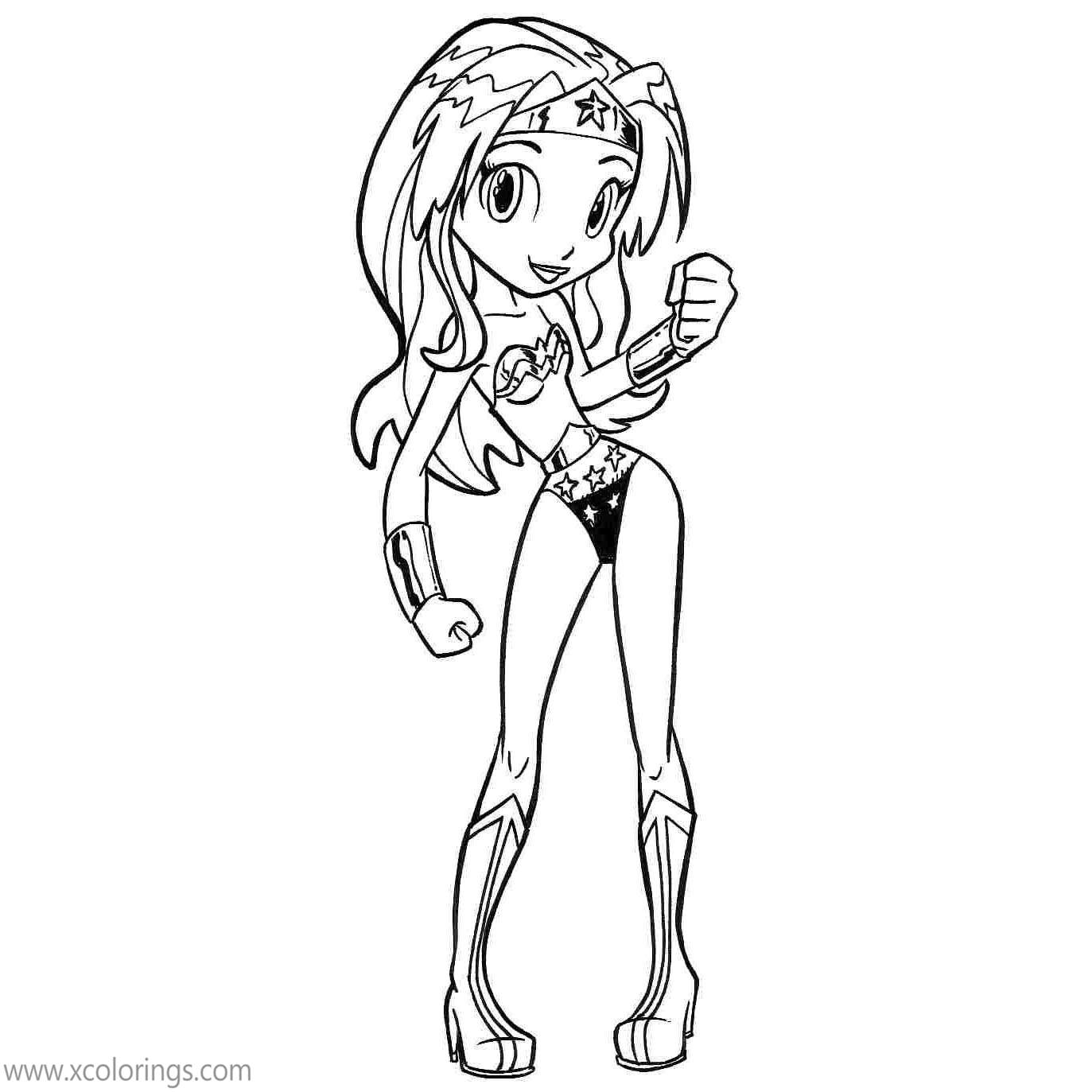 Free Animated Cute Wonder Woman Coloring Pages printable