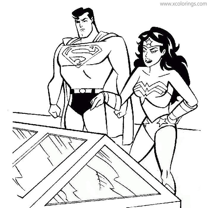 Free Animated Justice League Characters Wonder Woman and Superman Coloring Pages printable