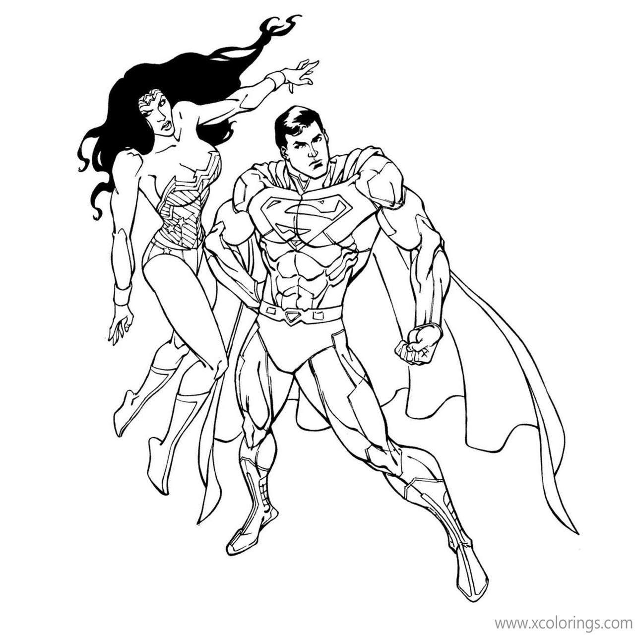 Free Animated Superman and Wonder Woman Coloring Pages printable