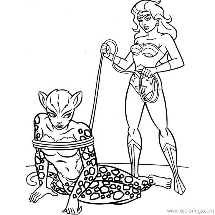 Free Animated Wonder Woman Coloring Pages Arresting Cheetah Girl printable