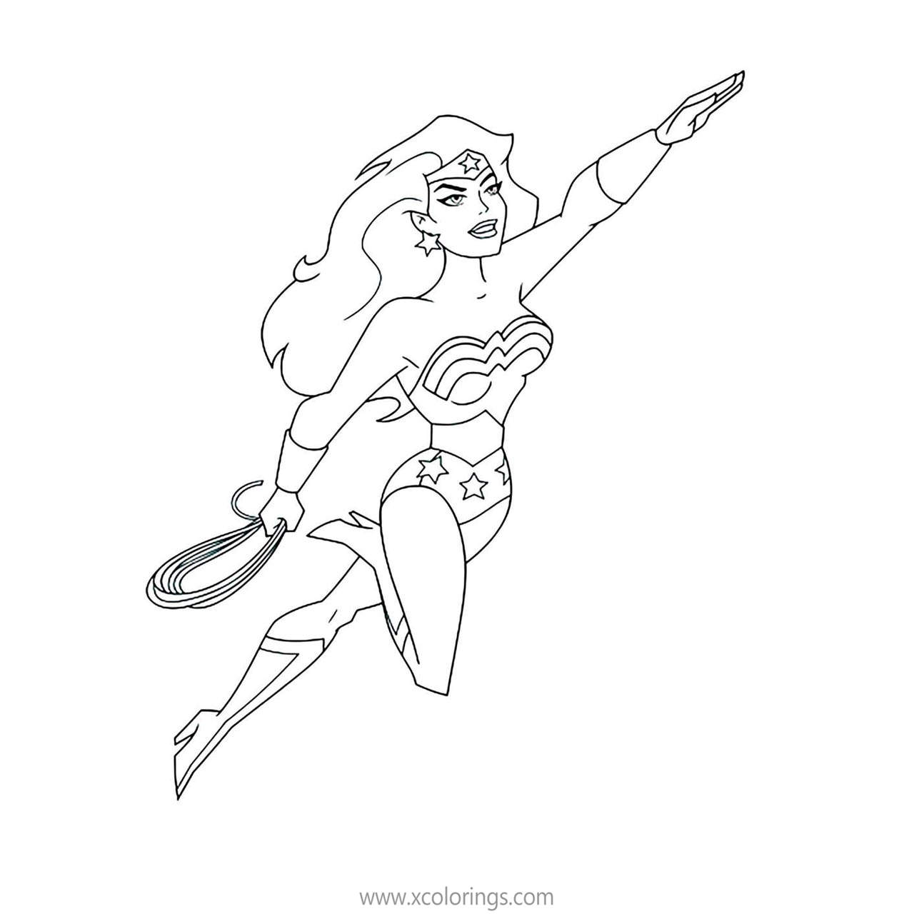Free Animated Wonder Woman Coloring Pages Flying to Fight printable
