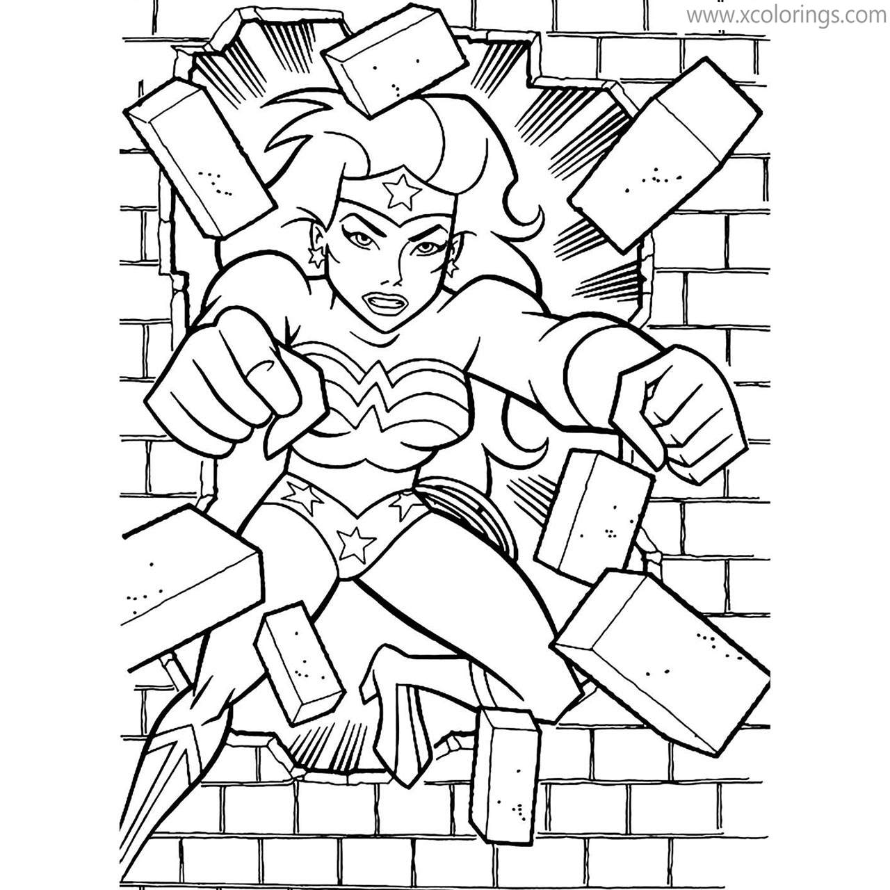 Free Animated Wonder Woman Coloring Pages Get Through the Wall printable