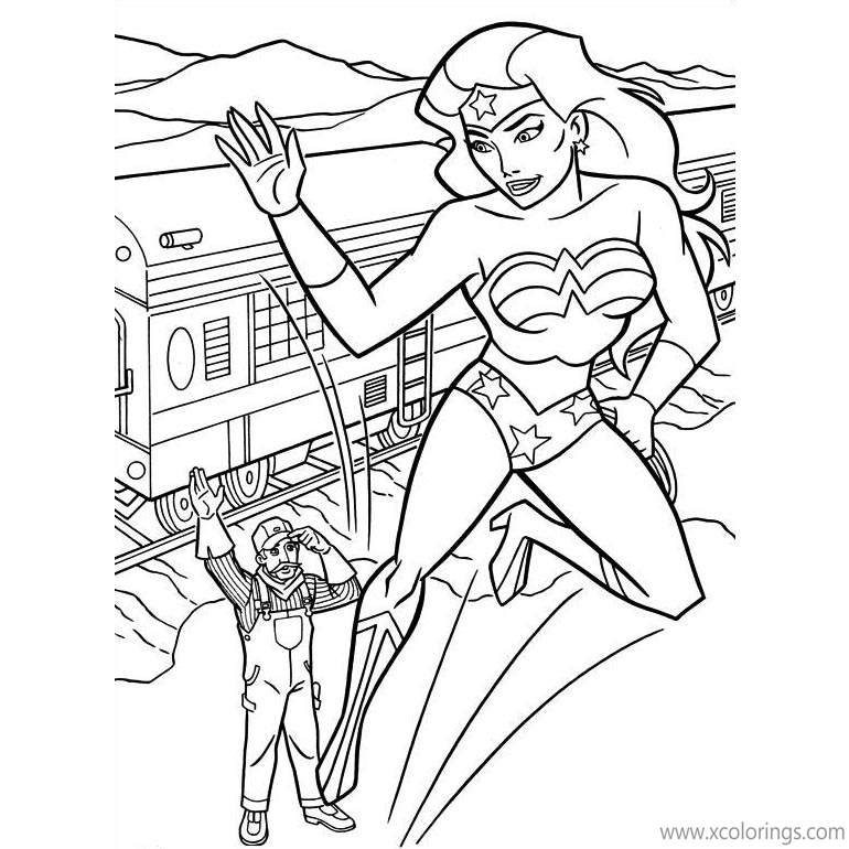 Free Animated Wonder Woman Coloring Pages Say Goodbye to the Train Driver printable
