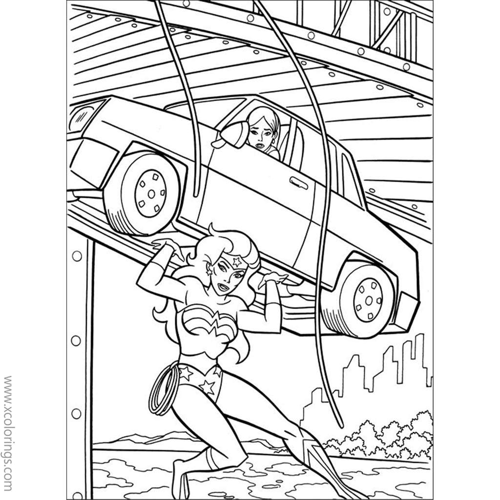 Free Animated Wonder Woman Coloring Pages Under A Car printable