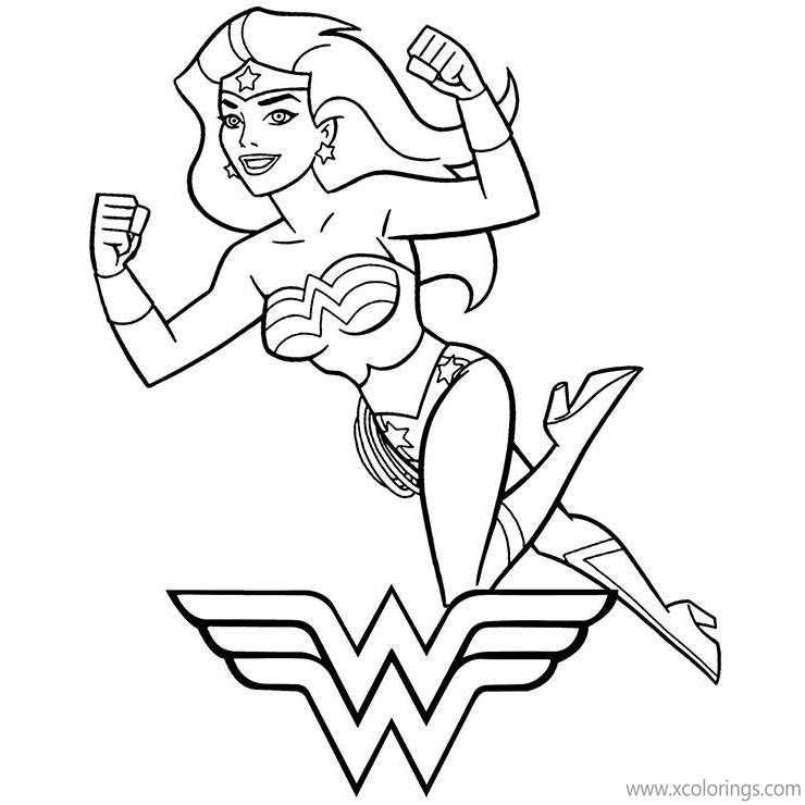 Free Animated Wonder Woman Coloring Pages with Logo printable