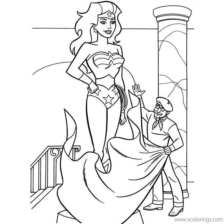 Free Animated Wonder Woman Statue Coloring Pages printable