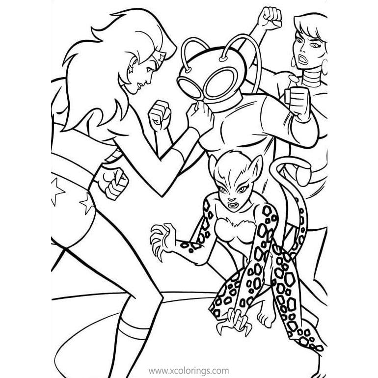 Free Animated Wonder Woman and Criminals Coloring Pages printable