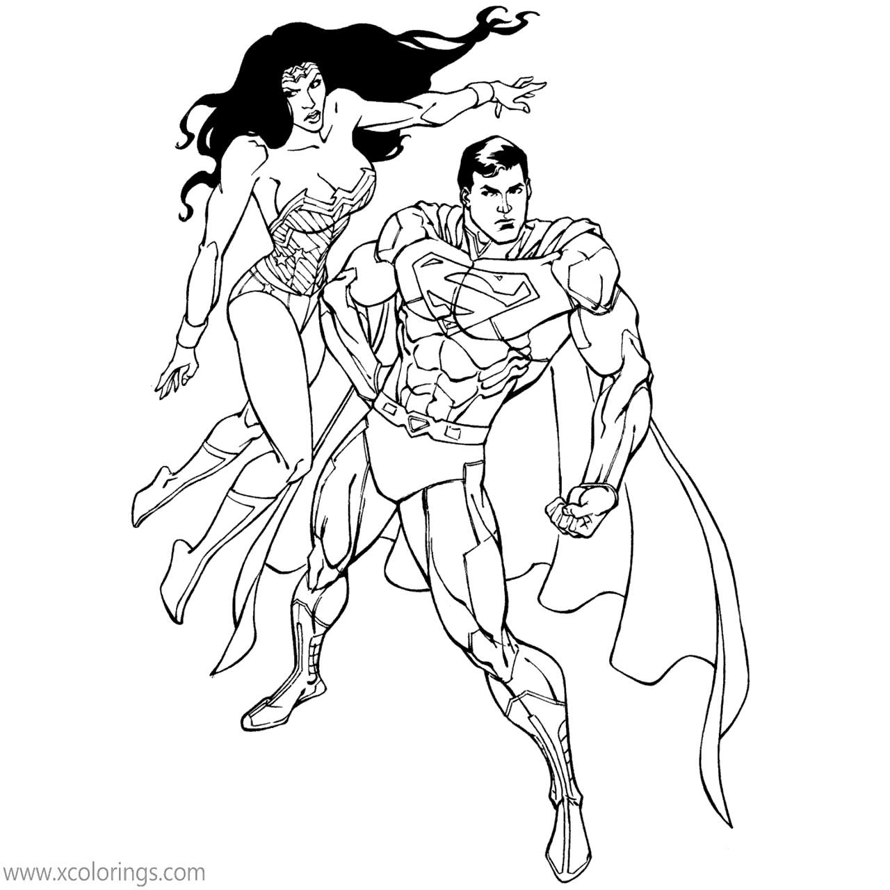 Free Animated Wonder Woman and Superman Coloring Pages printable