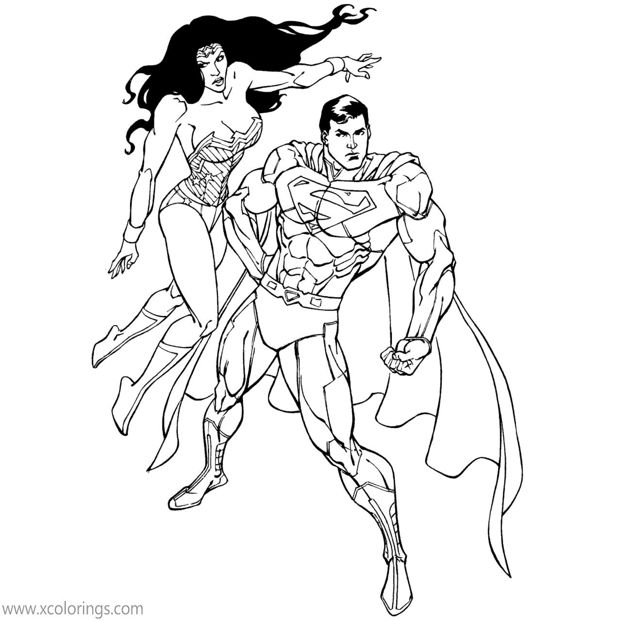 Animated Wonder Woman and Superman Coloring Pages - XColorings.com