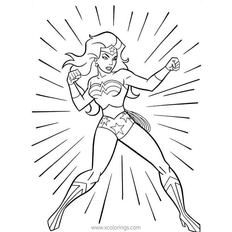 Free Animated Wonder Woman is Ready to Fight Coloring Pages printable