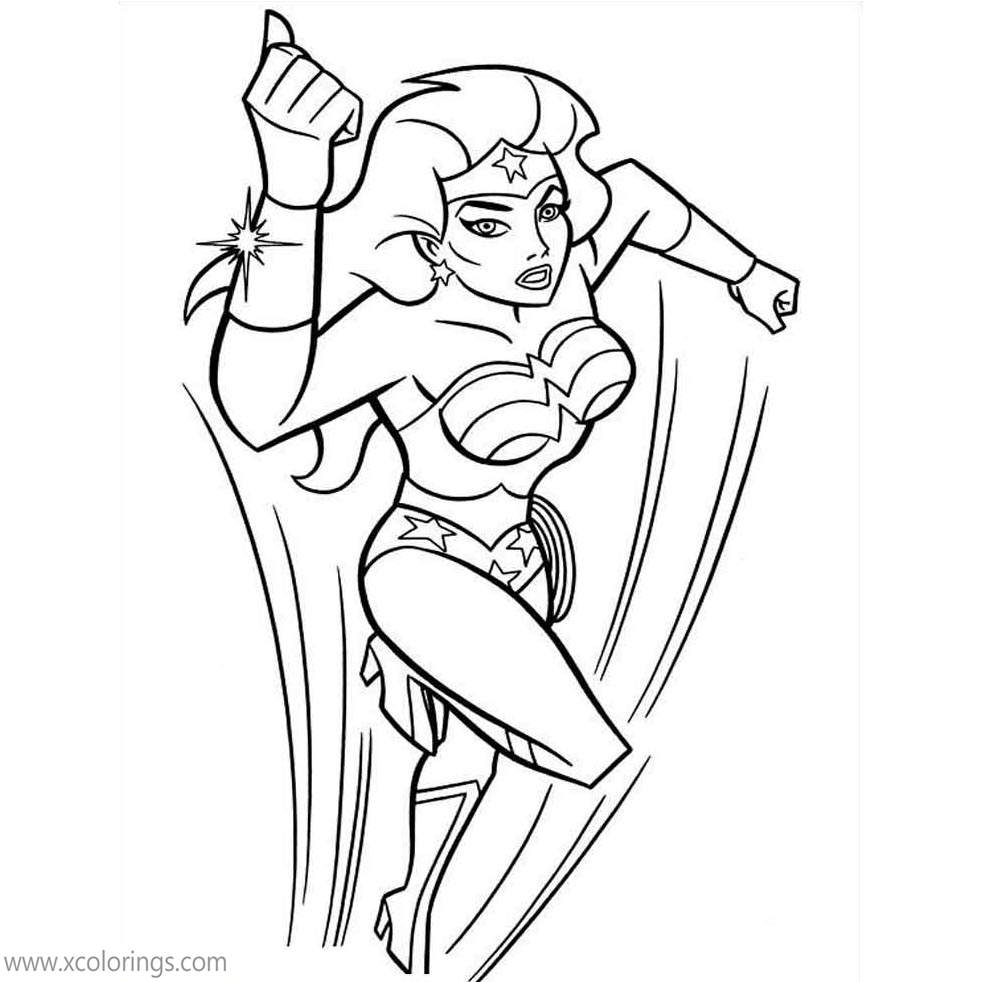 Free Animated Wonder Woman with Super Speed Coloring Pages printable