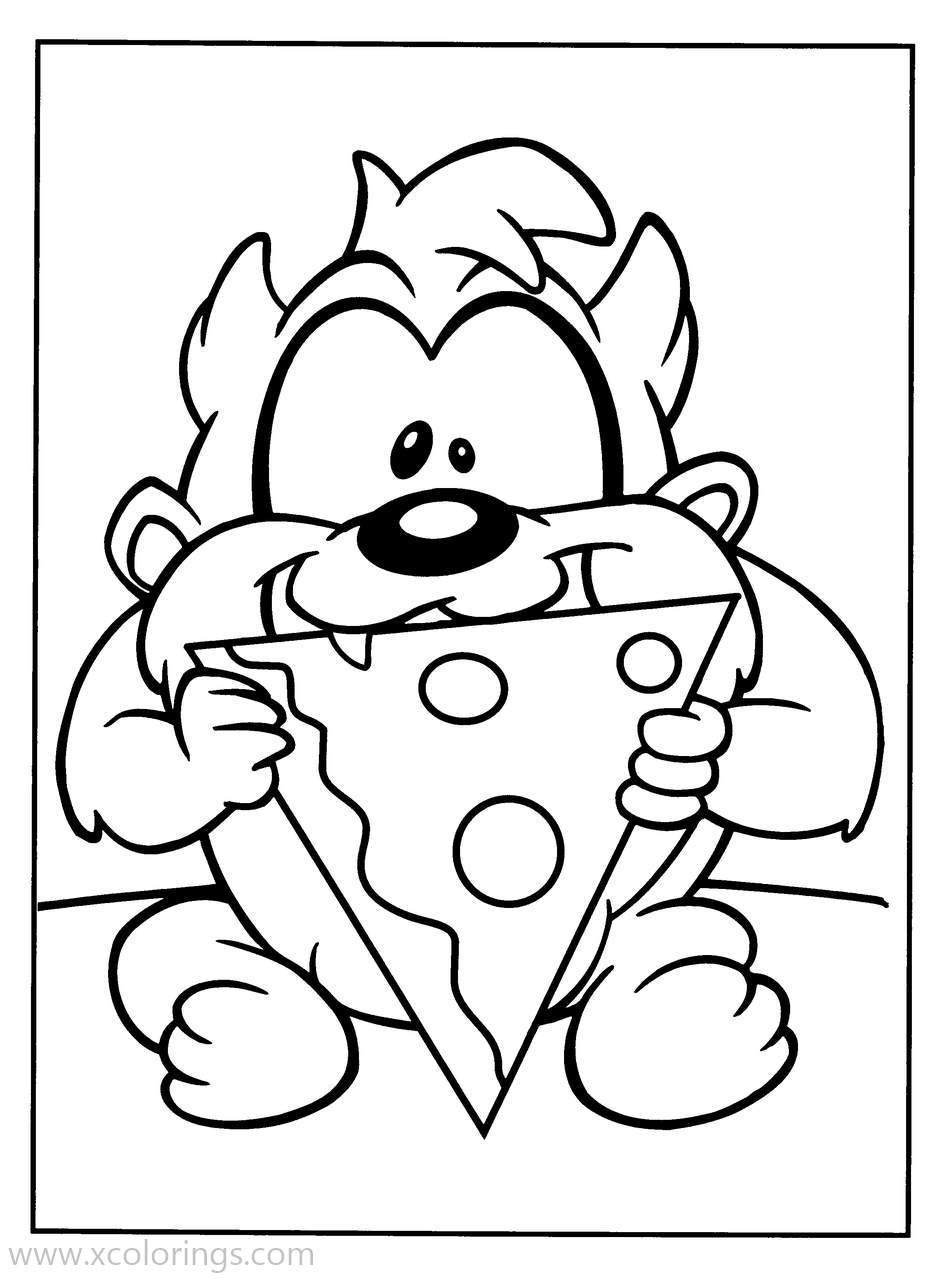Free Baby Looney Tunes Baby Taz with Pizza Coloring Pages printable