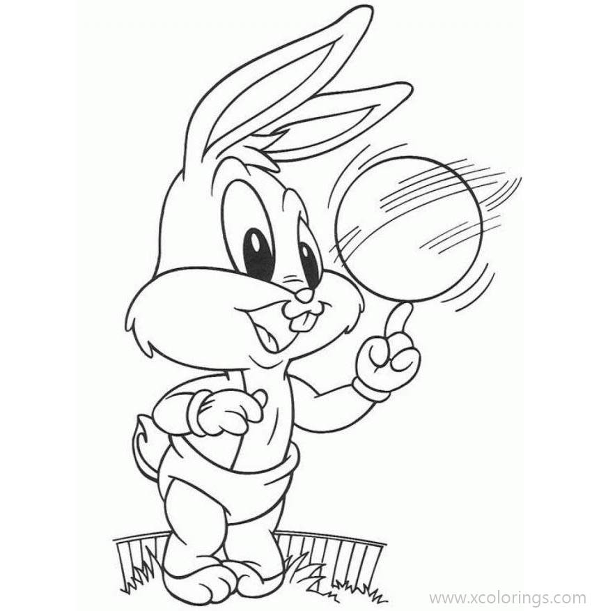 Free Baby Looney Tunes Coloring Pages Baby Bugs Bunny with a Ball printable