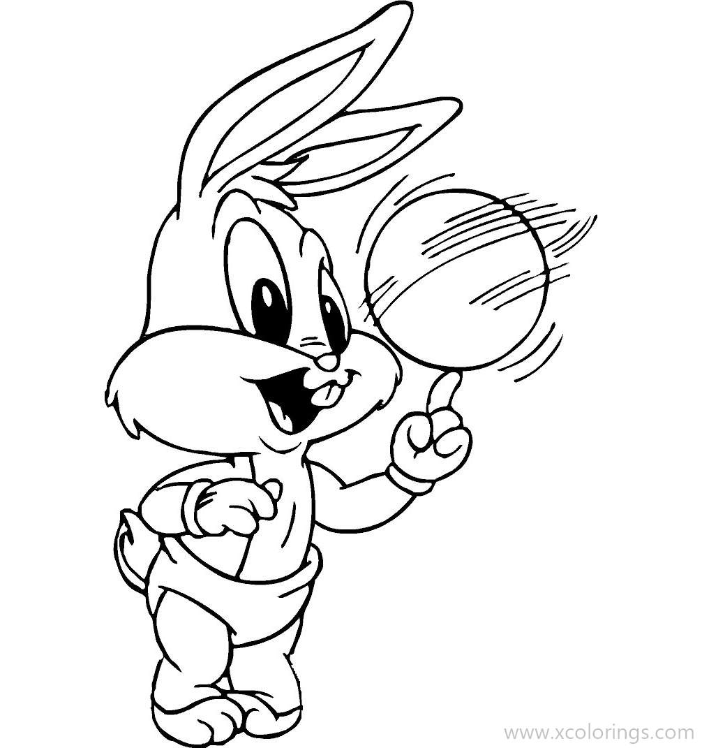 Free Baby Looney Tunes Coloring Pages Baby Bugs Playing a Ball printable