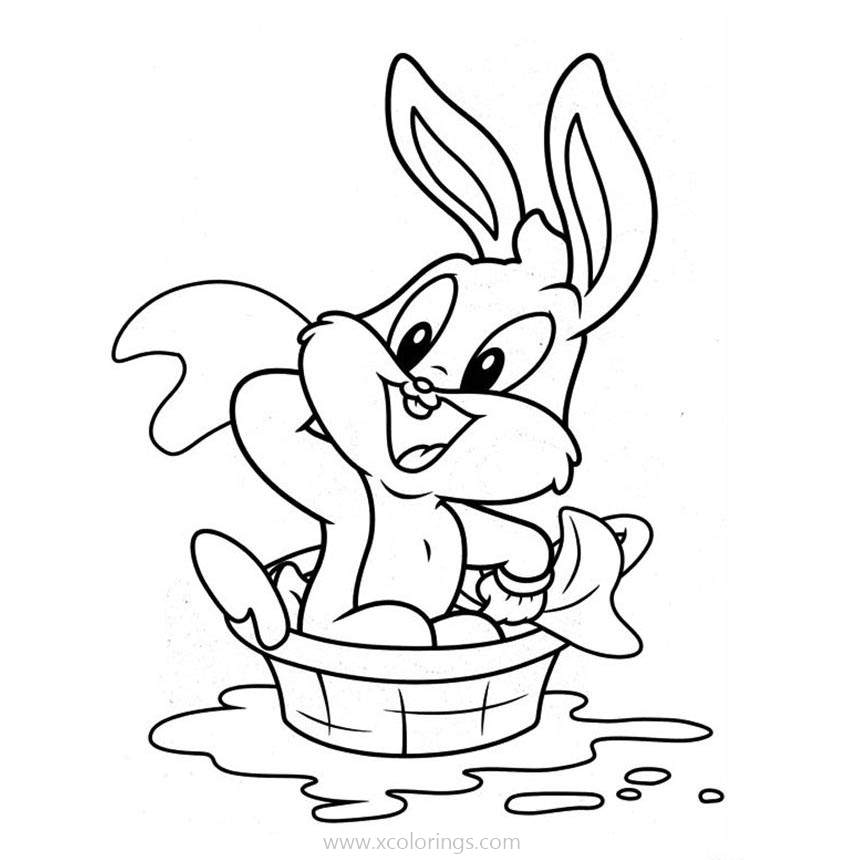 Free Baby Looney Tunes Coloring Pages Baby Bugs Taking a Bath printable