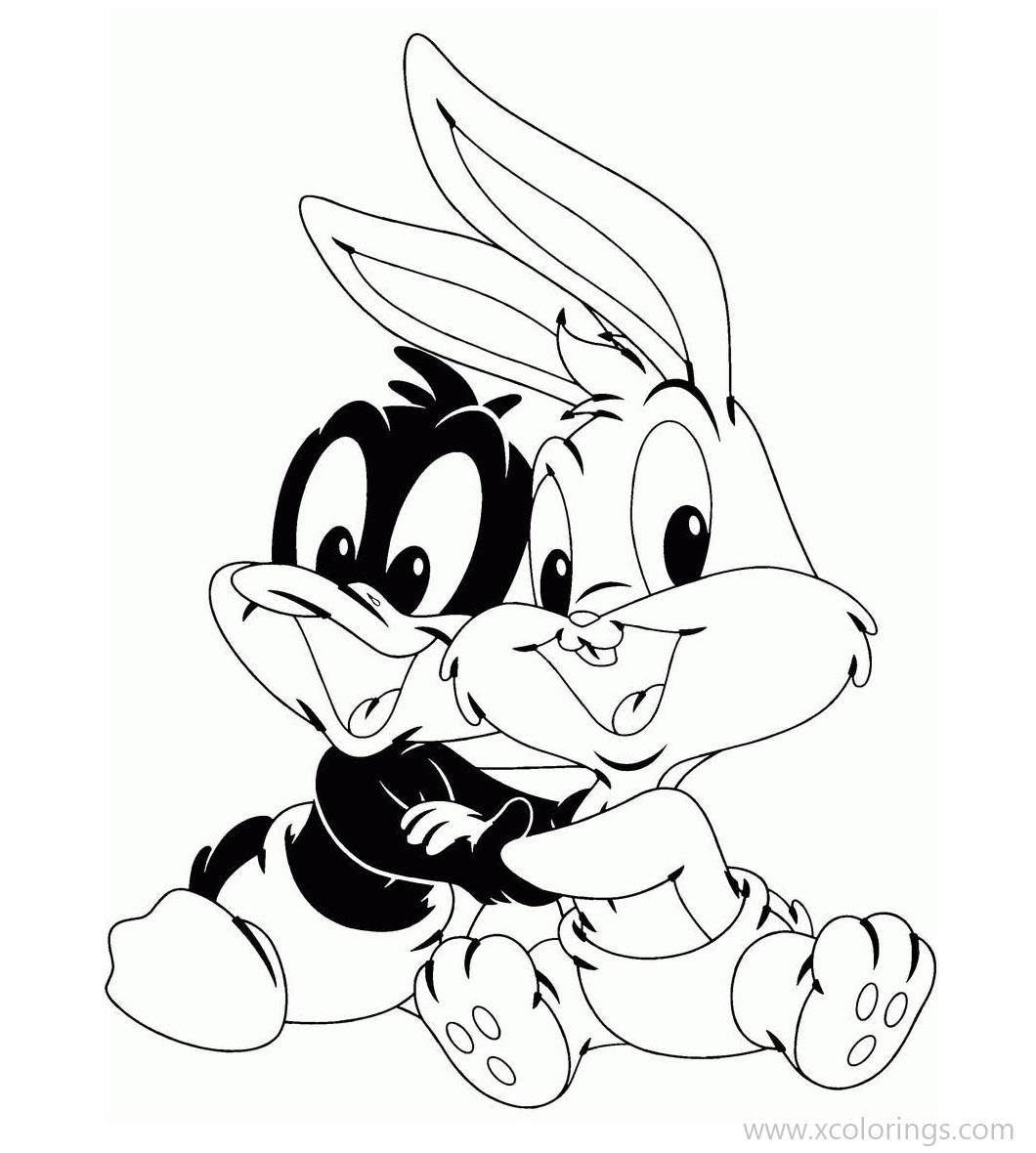 Free Baby Looney Tunes Coloring Pages Baby Bugs and Baby Daffy Duck are Best Friends printable