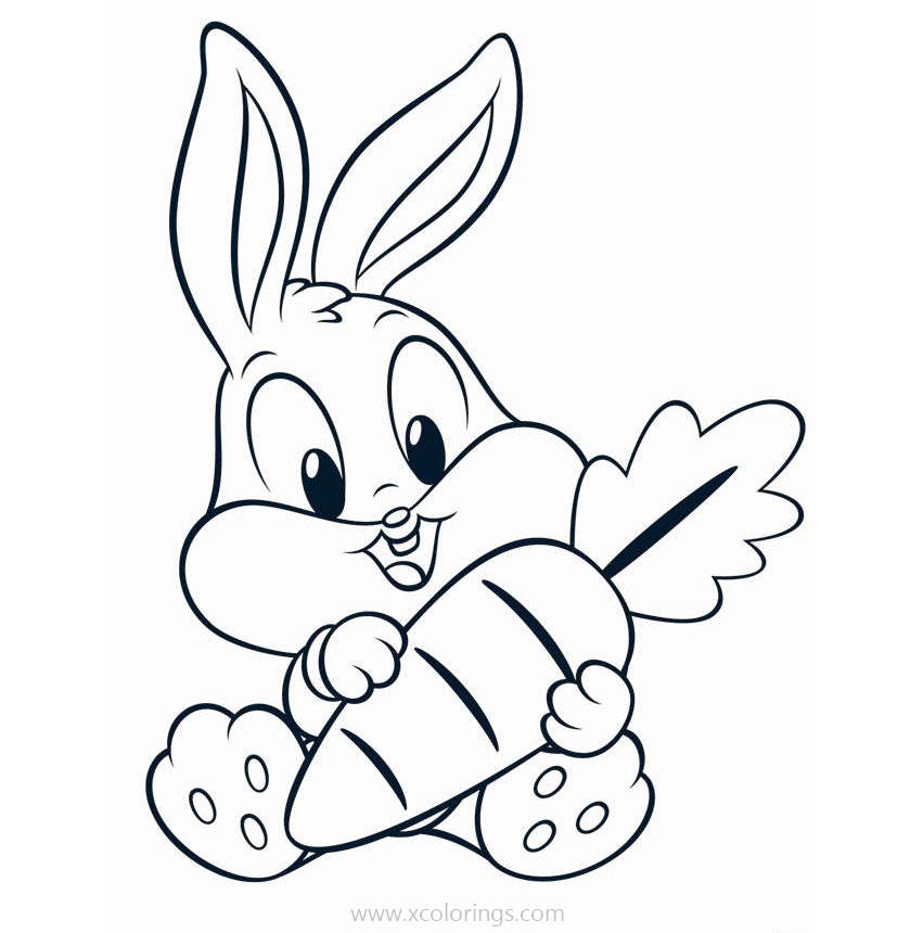 Free Baby Looney Tunes Coloring Pages Baby Bugs with A Carrot printable