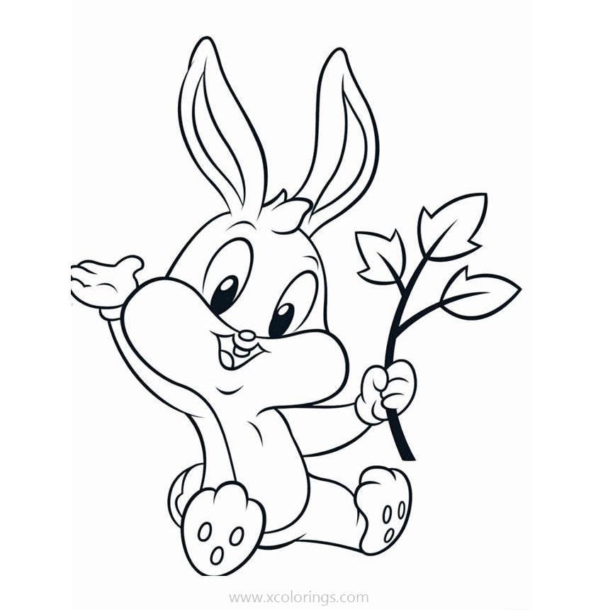 Free Baby Looney Tunes Coloring Pages Baby Bugs with Leaves printable